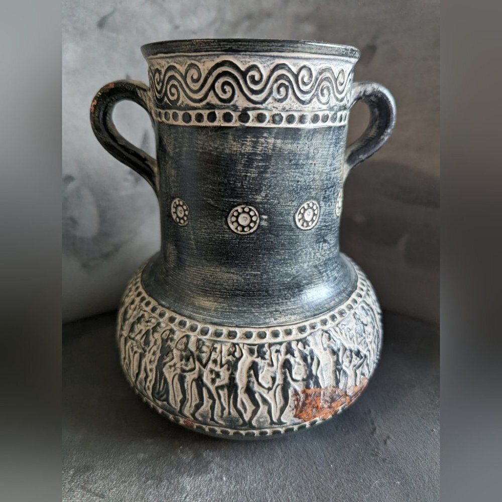 Ancient Greek Krater Dionysus Satyr Maenad Vessel